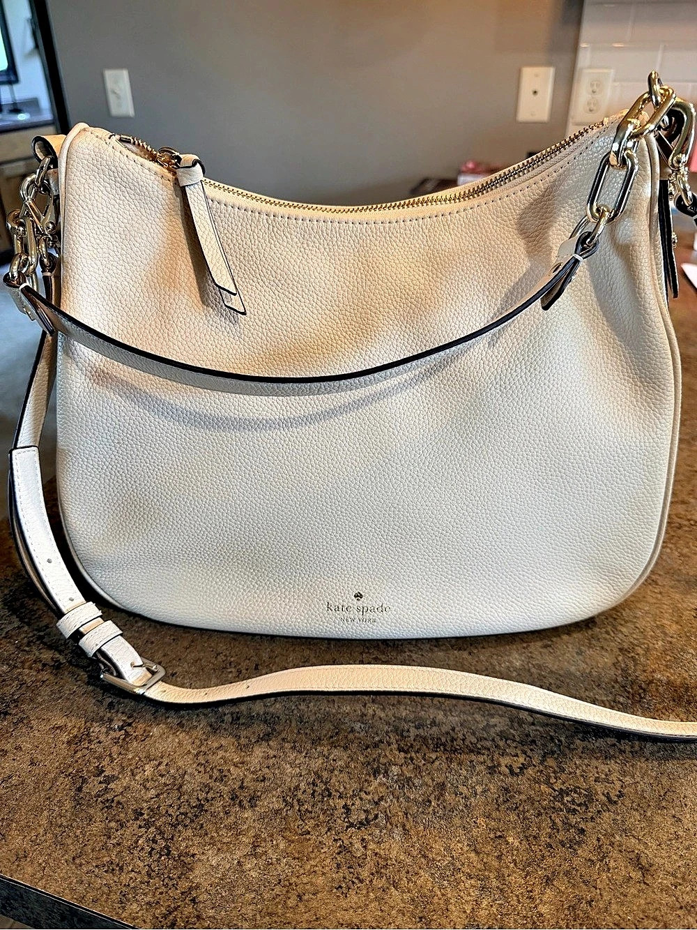 Kate Spade Leather Hobo Bag in Cream
